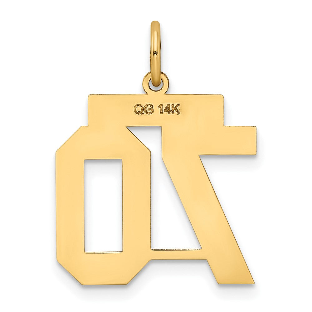 14K Gelbgold Mittel Satiniert Zahl 70 Charm