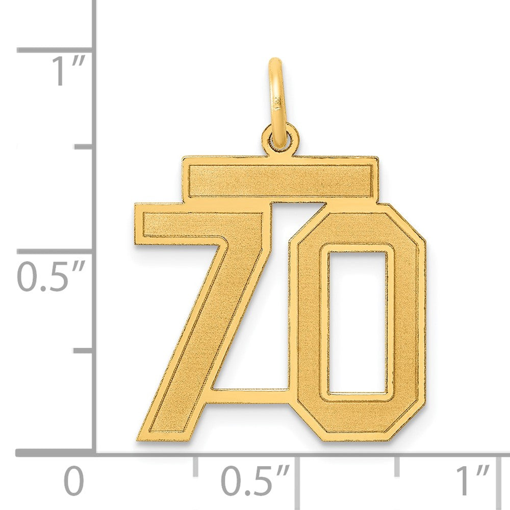 14K Gelbgold Mittel Satiniert Zahl 70 Charm