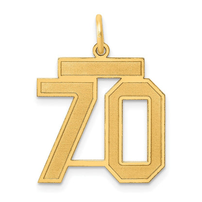14K Gelbgold Mittel Satiniert Zahl 70 Charm