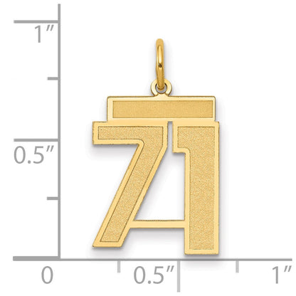 14K Gelbgold Mittel Satiniert Zahl 71 Charm