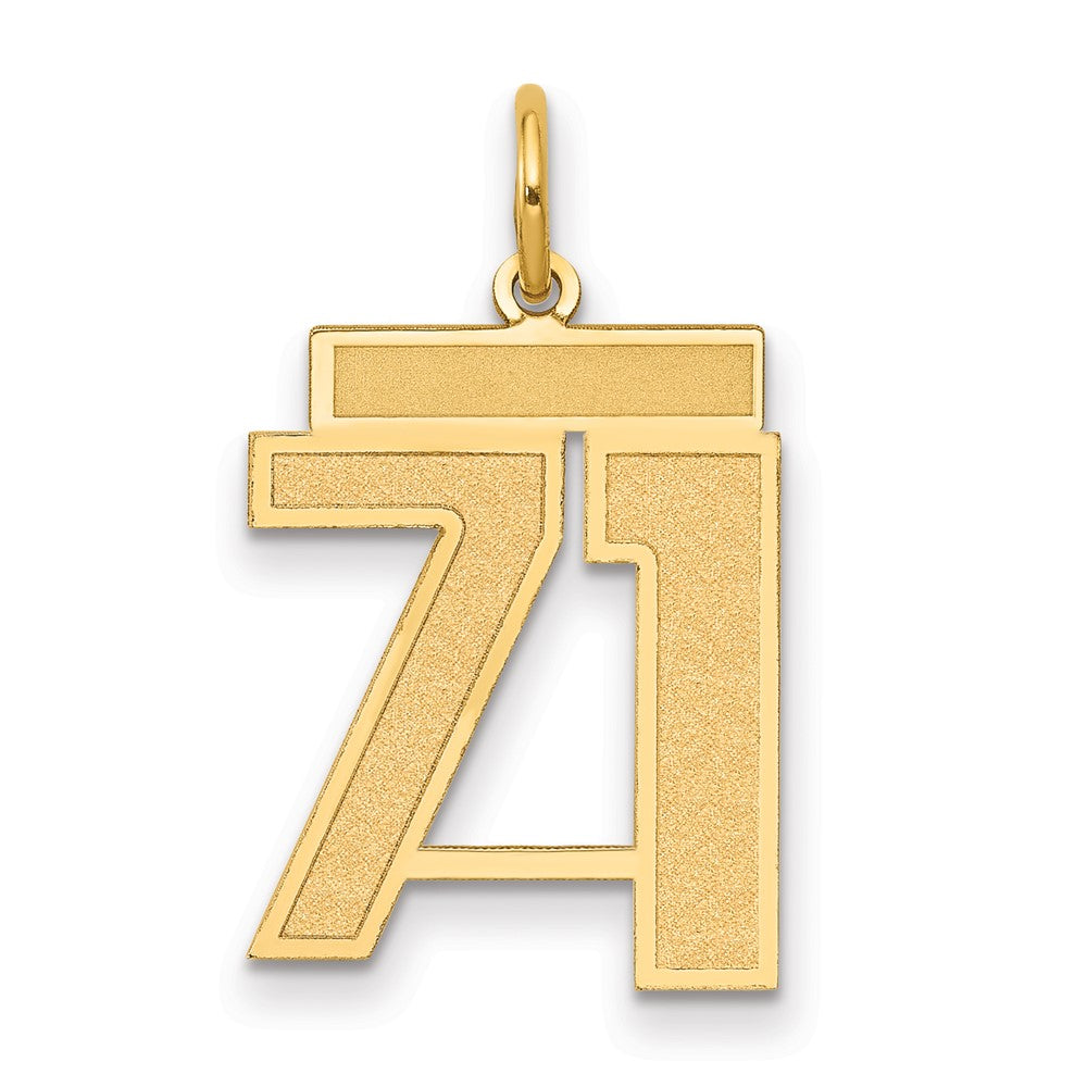 14K Gelbgold Mittel Satiniert Zahl 71 Charm