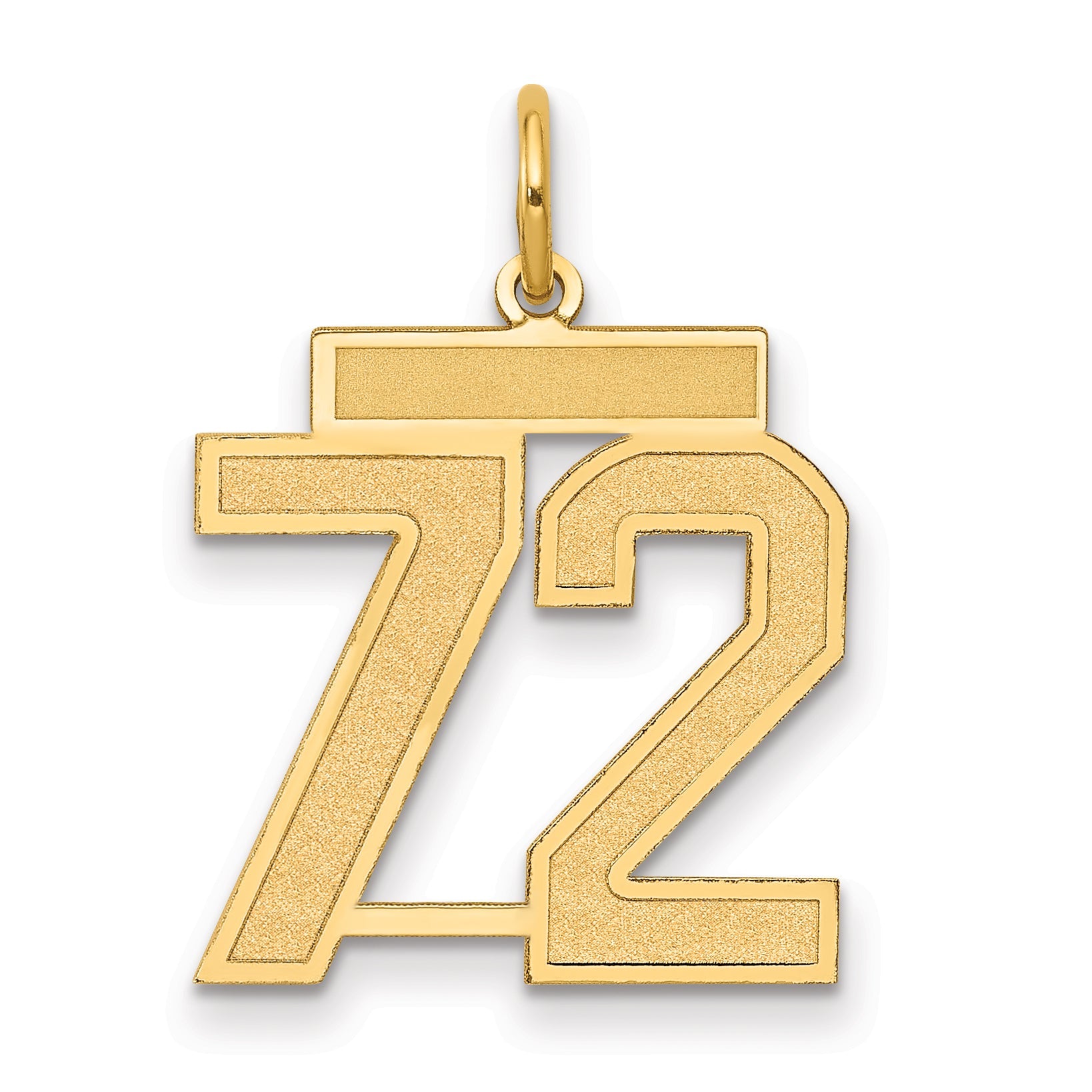 14K Gelbgold Mittel Satiniert Zahl 72 Charm