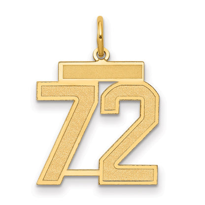 14K Gelbgold Mittel Satiniert Zahl 72 Charm