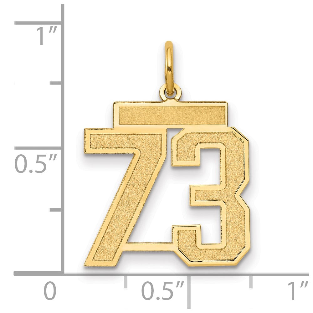 14K Gelbgold Mittel Satiniert Zahl 73 Charm