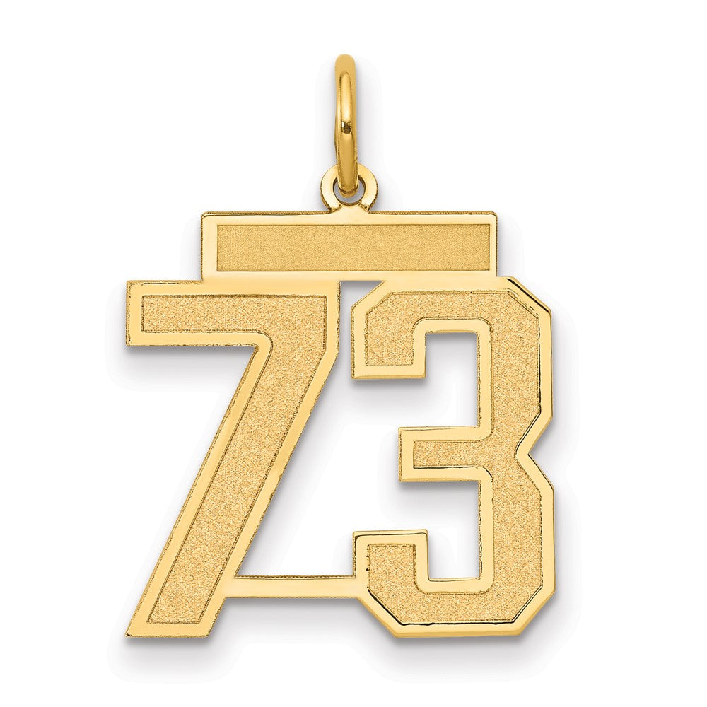 14K Gelbgold Mittel Satiniert Zahl 73 Charm