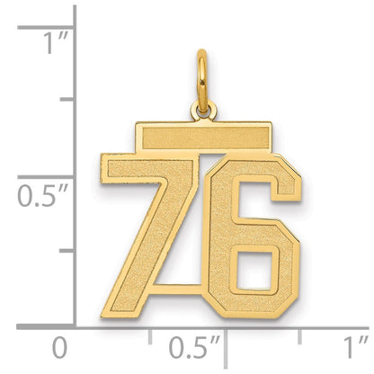 14K Gelbgold Mittel Satiniert Zahl 76 Charm