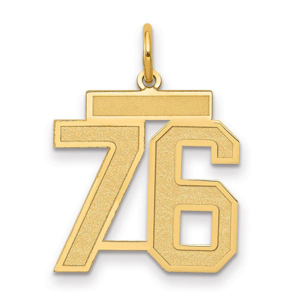 14K Gelbgold Mittel Satiniert Zahl 76 Charm