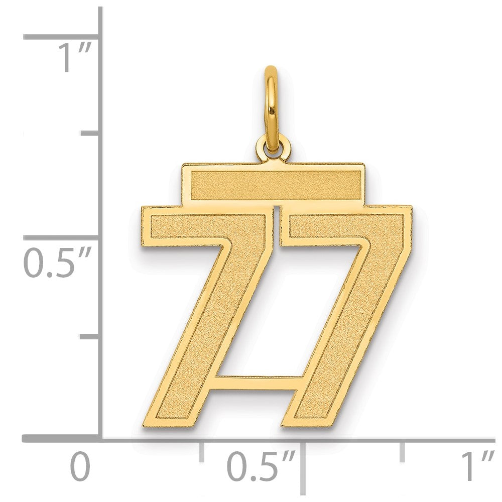 14K Gelbgold Mittel Satiniert Zahl 77 Charm