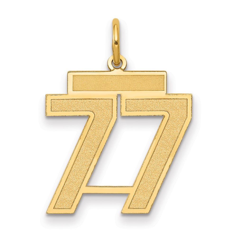 14K Gelbgold Mittel Satiniert Zahl 77 Charm