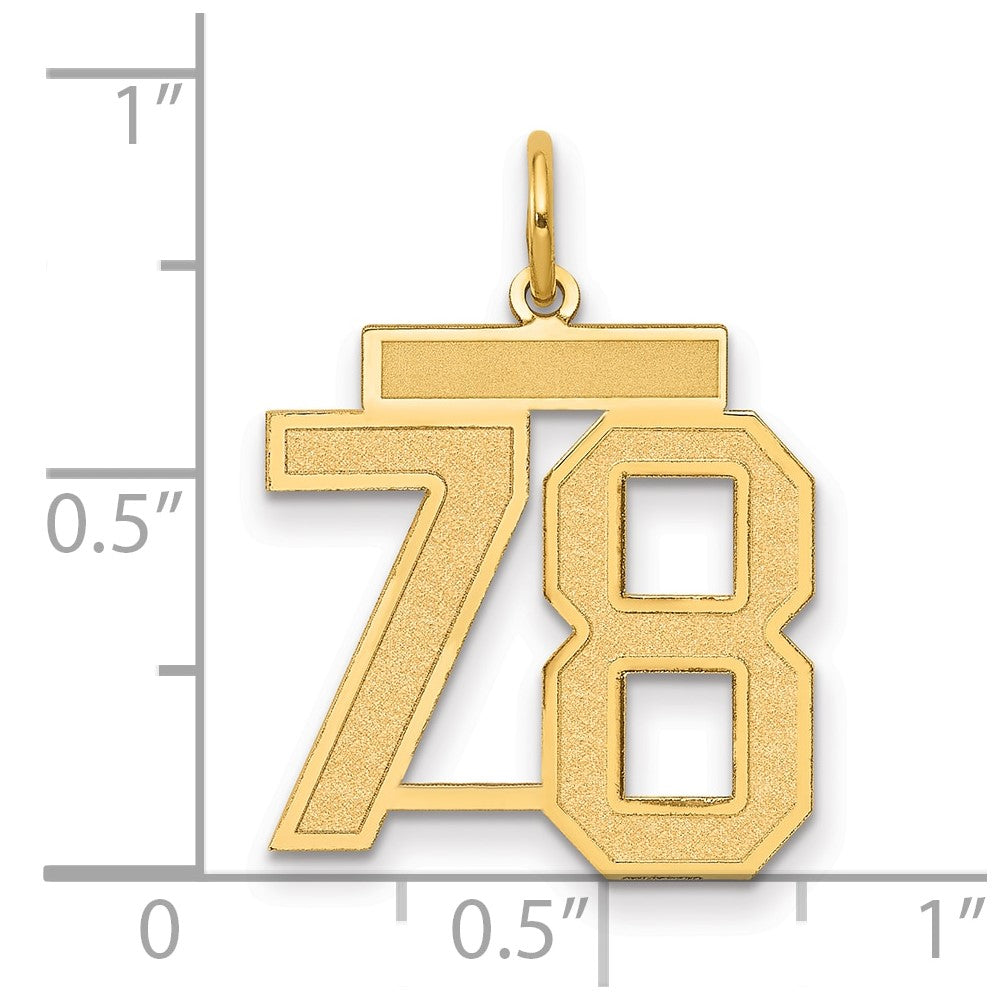 14K Gelbgold Mittel Satiniert Zahl 78 Charm