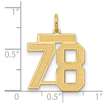 14K Gelbgold Mittel Satiniert Zahl 78 Charm