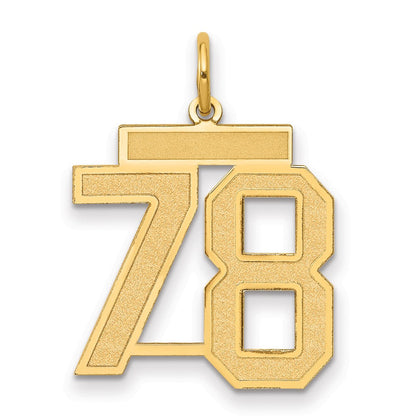 14K Gelbgold Mittel Satiniert Zahl 78 Charm