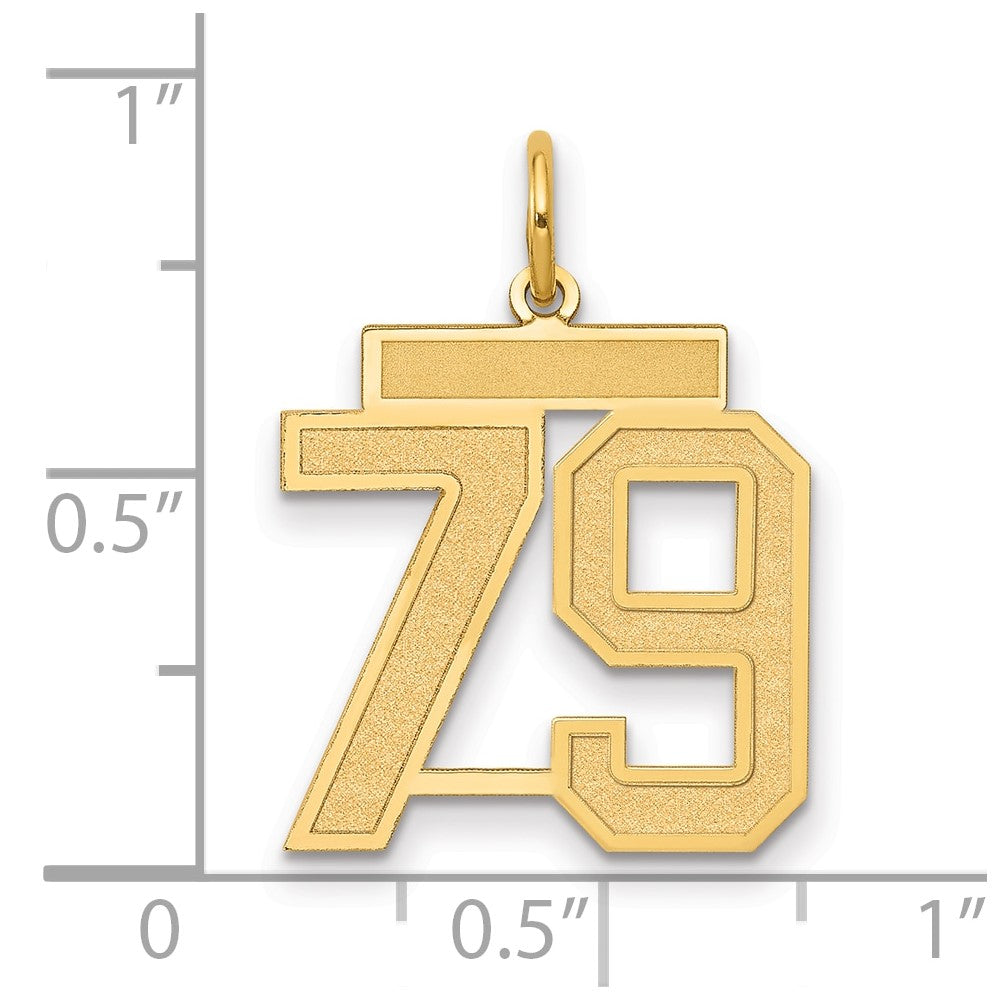 14K Gelbgold Mittel Satiniert Zahl 79 Charm