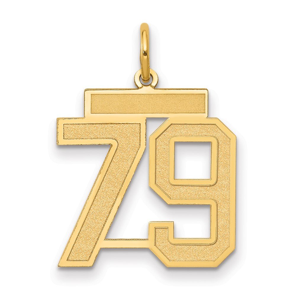 14K Gelbgold Mittel Satiniert Zahl 79 Charm