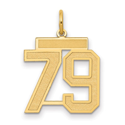 14K Gelbgold Mittel Satiniert Zahl 79 Charm