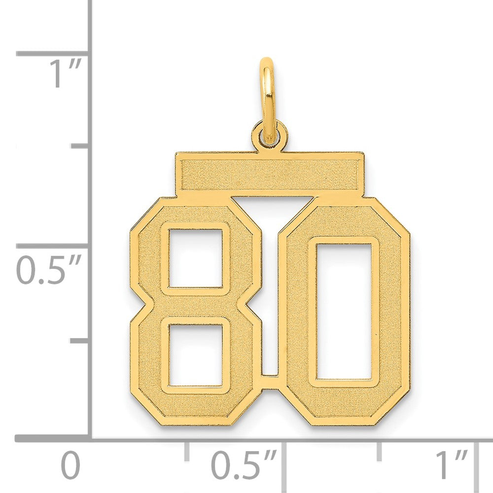 14K Gelbgold Mittel Satiniert Zahl 80 Charm