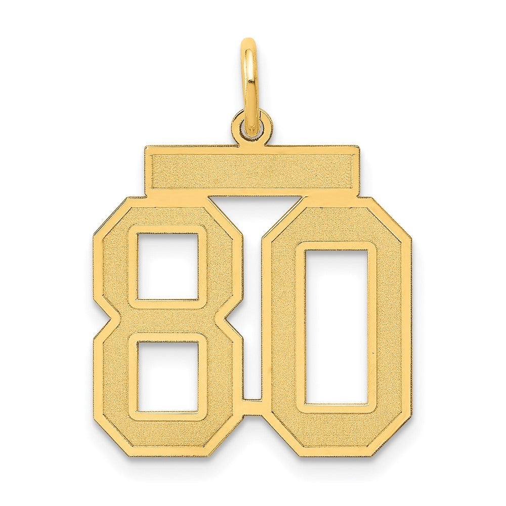 14K Gelbgold Mittel Satiniert Zahl 80 Charm