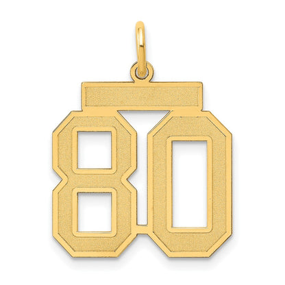 14K Gelbgold Mittel Satiniert Zahl 80 Charm