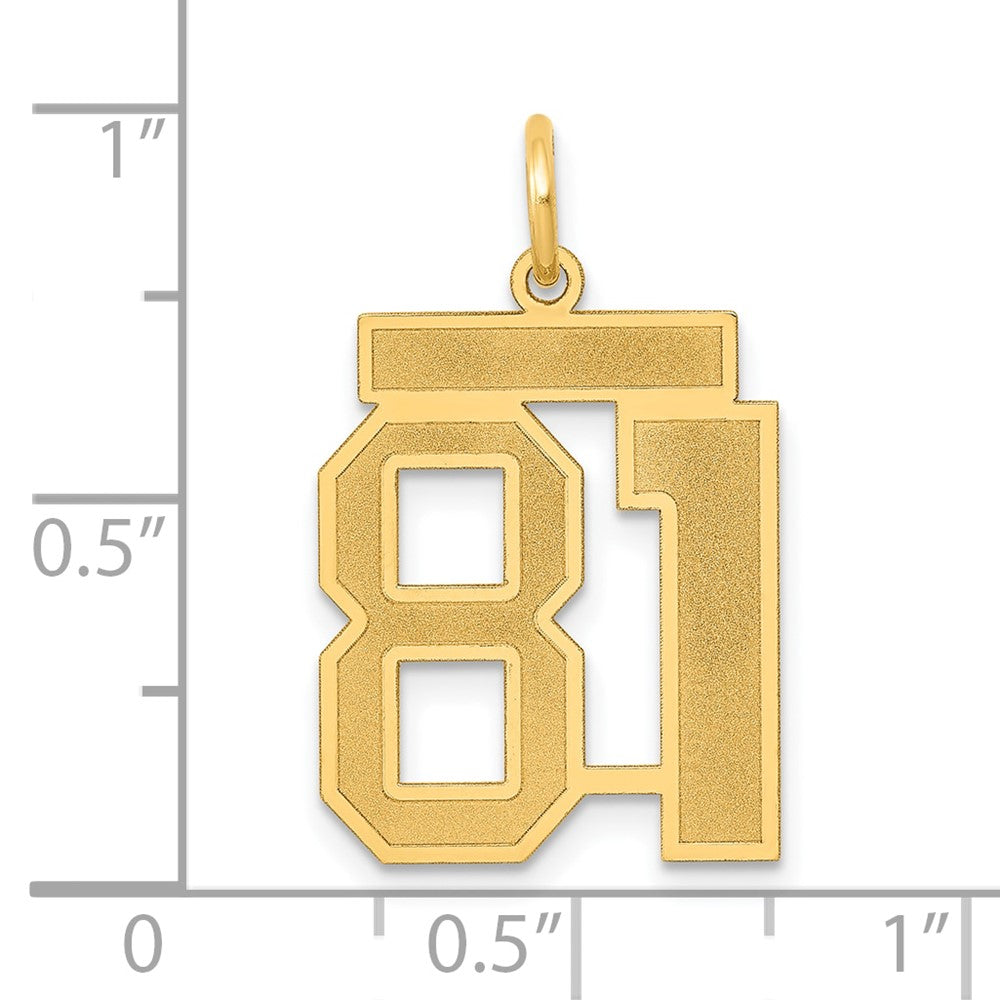 14K Gelbgold Mittel Satiniert Zahl 81 Charm