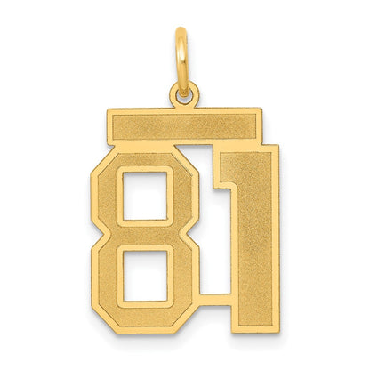 14K Gelbgold Mittel Satiniert Zahl 81 Charm