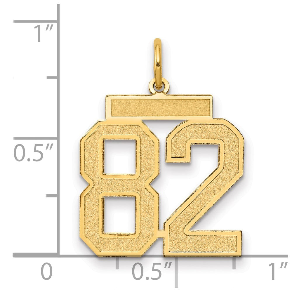 14K Gelbgold Mittel Satiniert Zahl 82 Charm