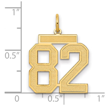 14K Gelbgold Mittel Satiniert Zahl 82 Charm