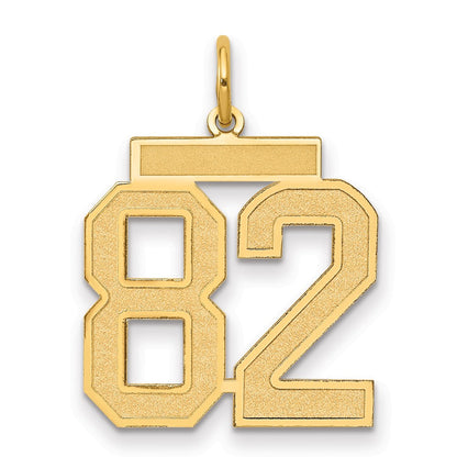 14K Gelbgold Mittel Satiniert Zahl 82 Charm