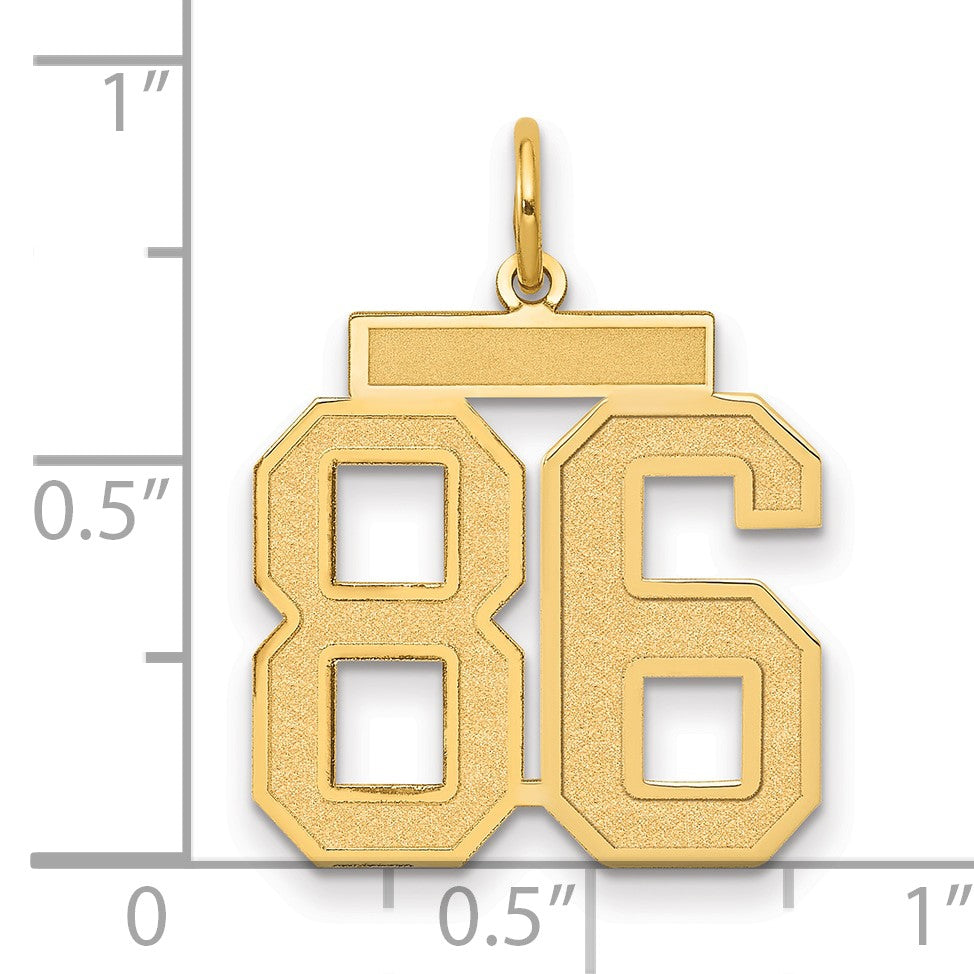 14K Gelbgold Mittel Satiniert Zahl 86 Charm