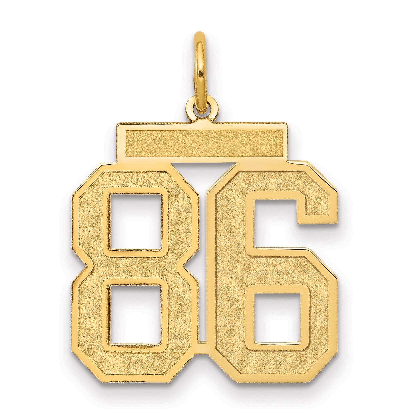 14K Gelbgold Mittel Satiniert Zahl 86 Charm