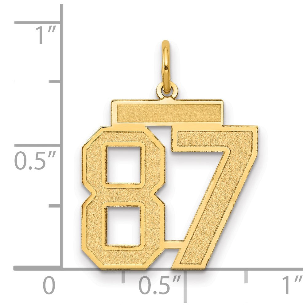 14K Gelbgold Mittel Satiniert Zahl 87 Charm