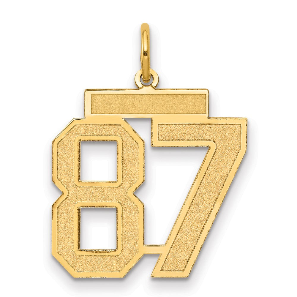 14K Gelbgold Mittel Satiniert Zahl 87 Charm
