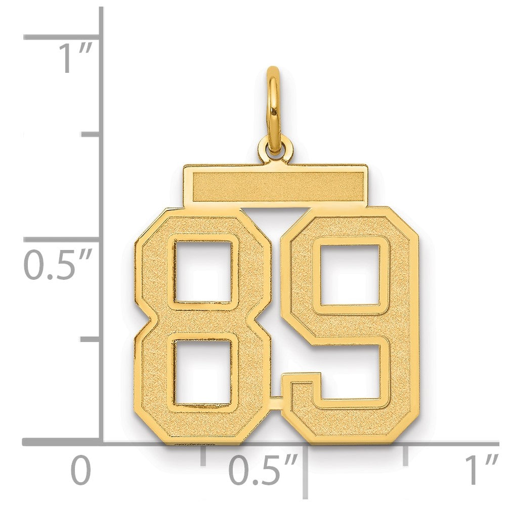 14K Gelbgold Mittel Satiniert Zahl 89 Charm