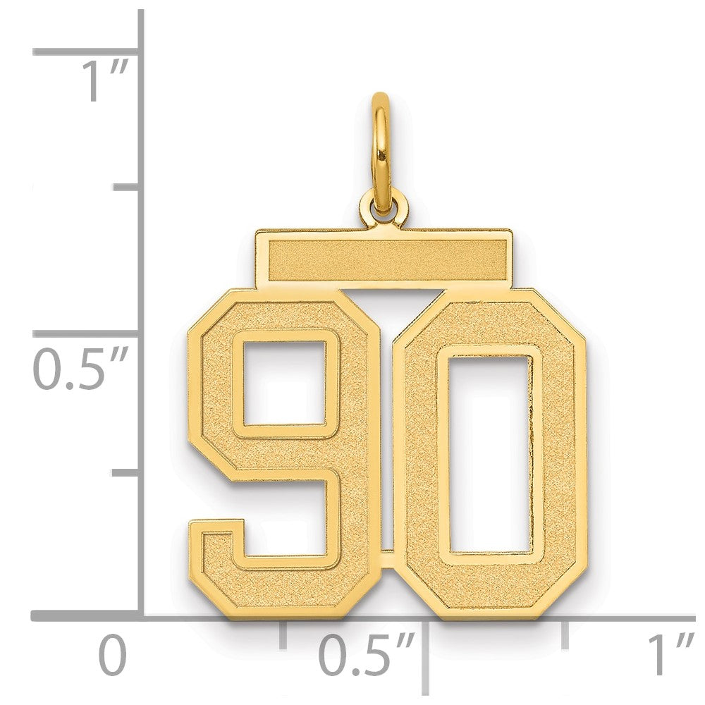 14K Gelbgold Mittel Satiniert Zahl 90 Charm