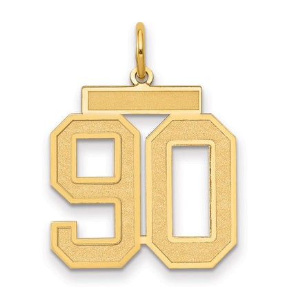 14K Gelbgold Mittel Satiniert Zahl 90 Charm