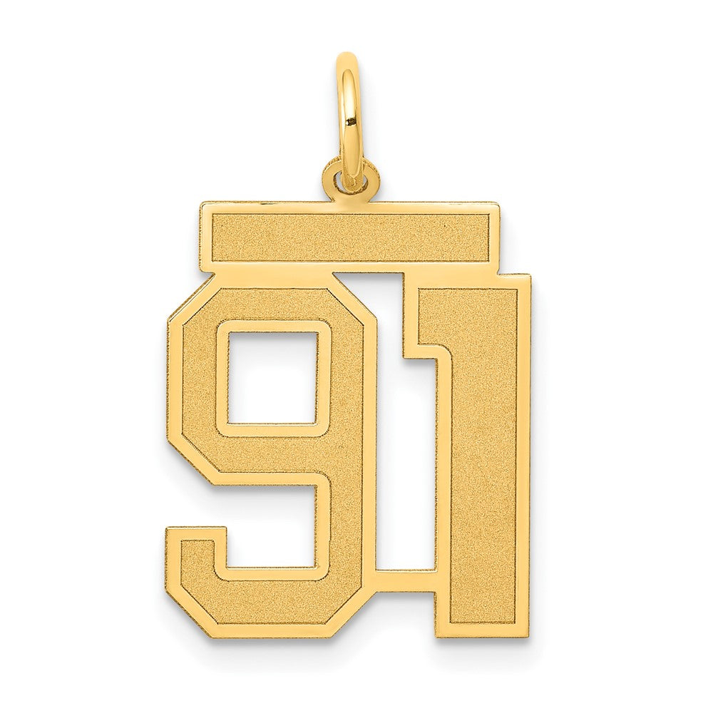 14K Gelbgold Mittel Satiniert Zahl 91 Charm