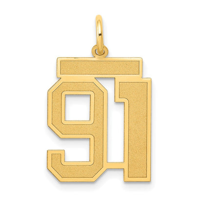 14K Gelbgold Mittel Satiniert Zahl 91 Charm