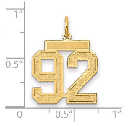 14K Gelbgold 14K Mittel Satiniert Zahl 92 Charm