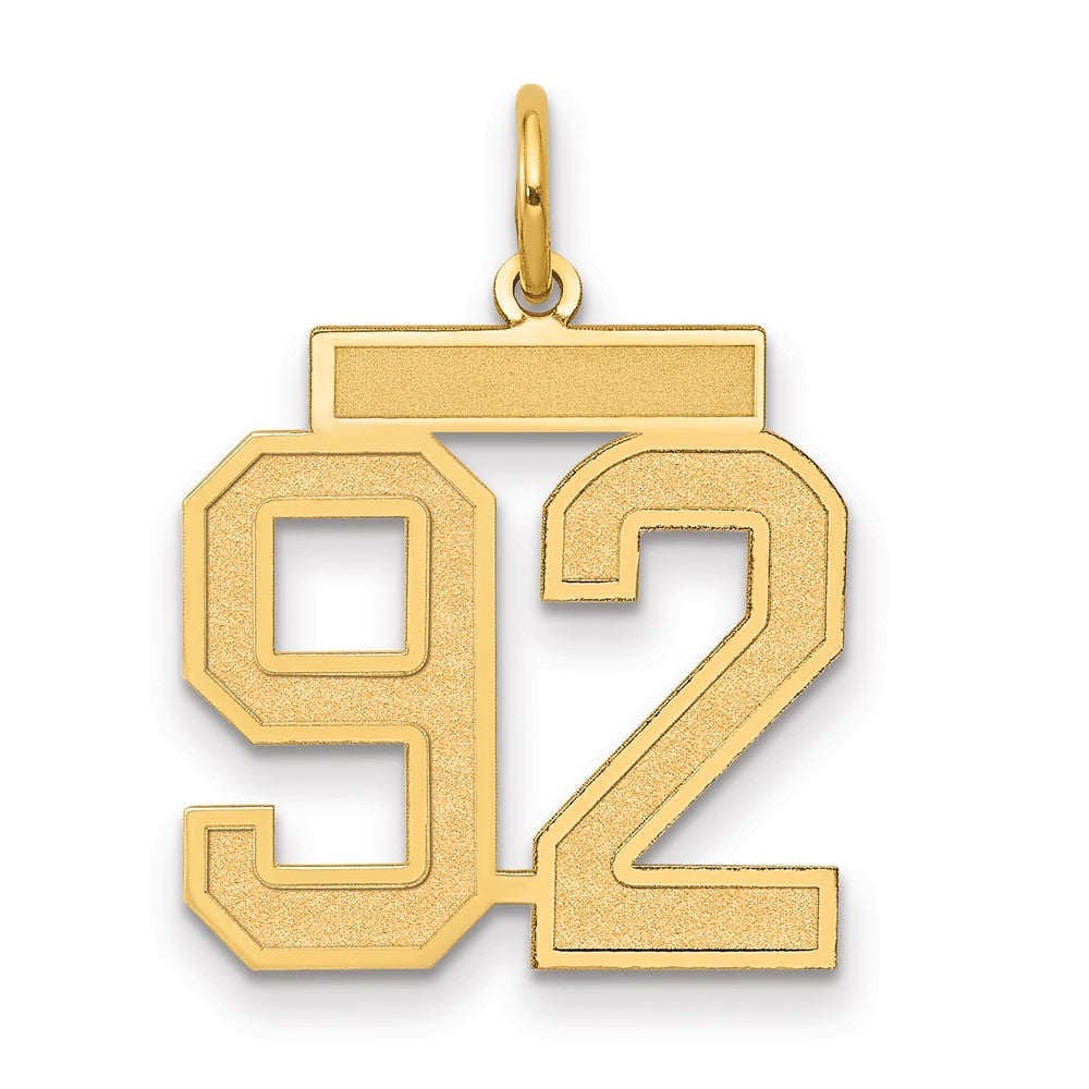 14K Gelbgold 14K Mittel Satiniert Zahl 92 Charm