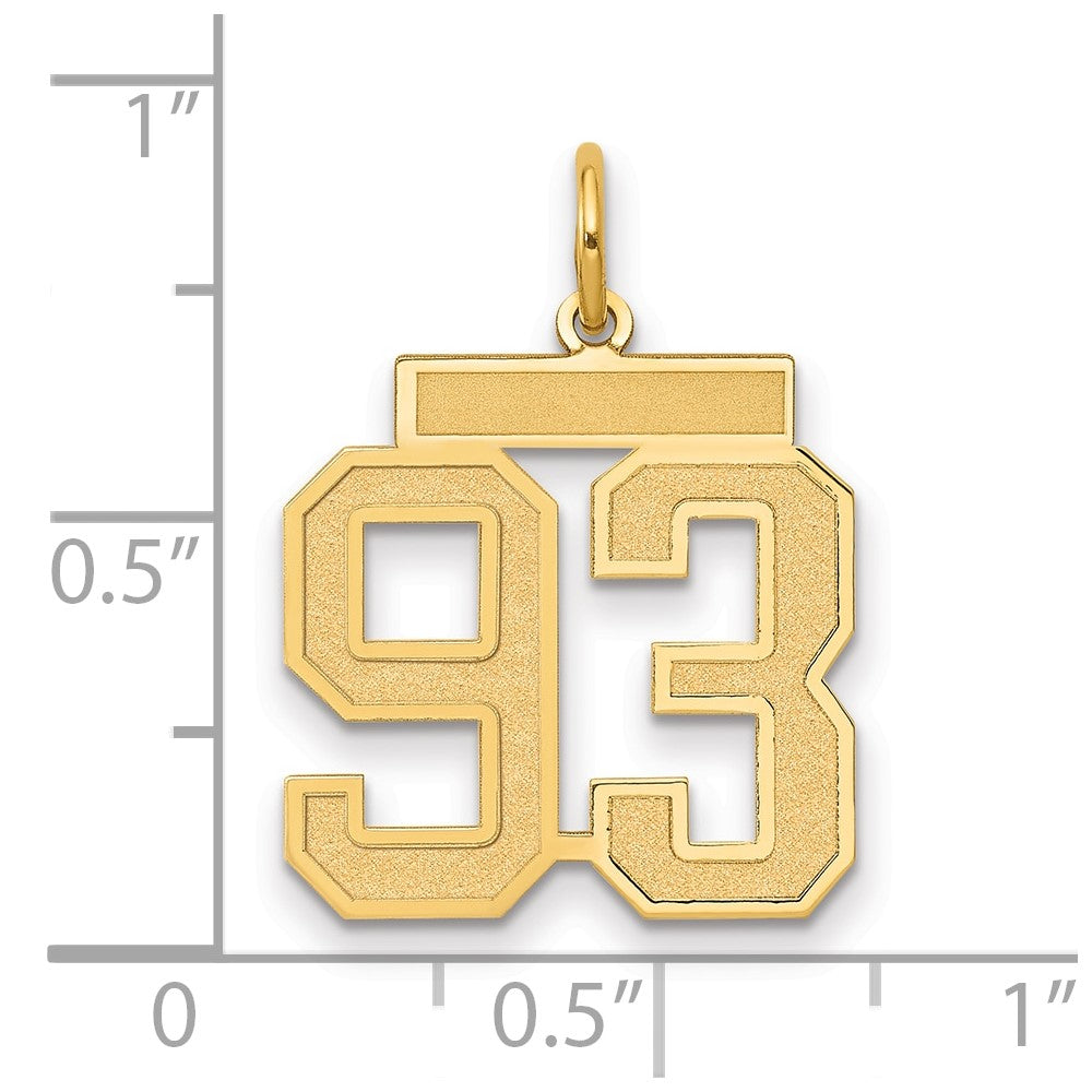 14K Gelbgold Mittel Satiniert Zahl 93 Charm