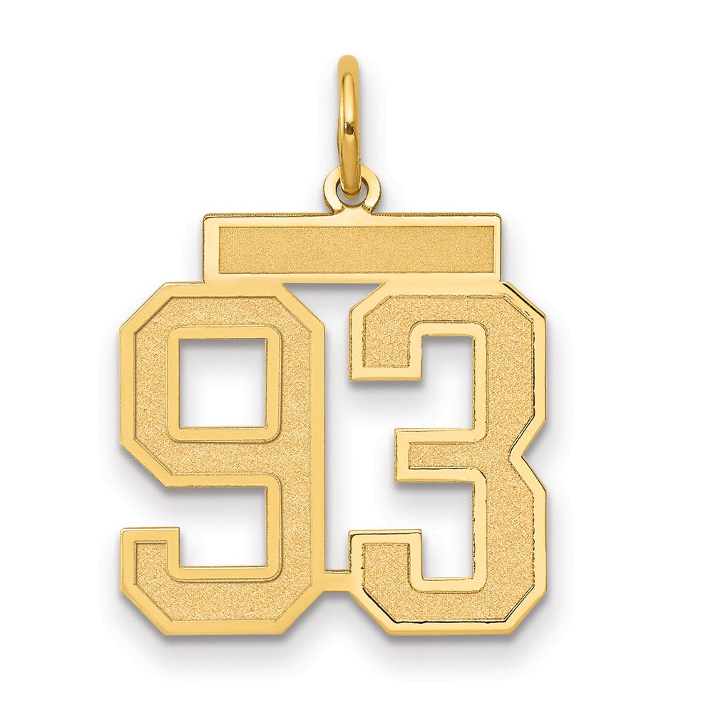 14K Gelbgold Mittel Satiniert Zahl 93 Charm