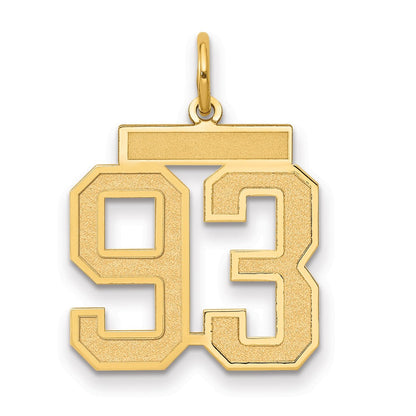 14K Gelbgold Mittel Satiniert Zahl 93 Charm