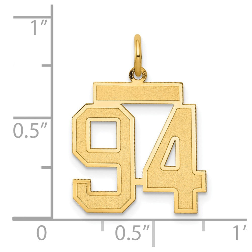 14K Gelbgold 14K Mittel Satiniert Zahl 94 Charm