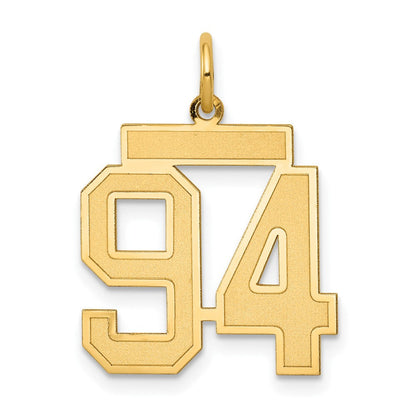 14K Gelbgold 14K Mittel Satiniert Zahl 94 Charm