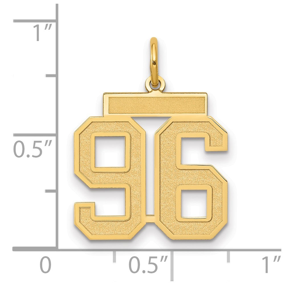 14K Gelbgold Mittel Satiniert Zahl 96 Charm