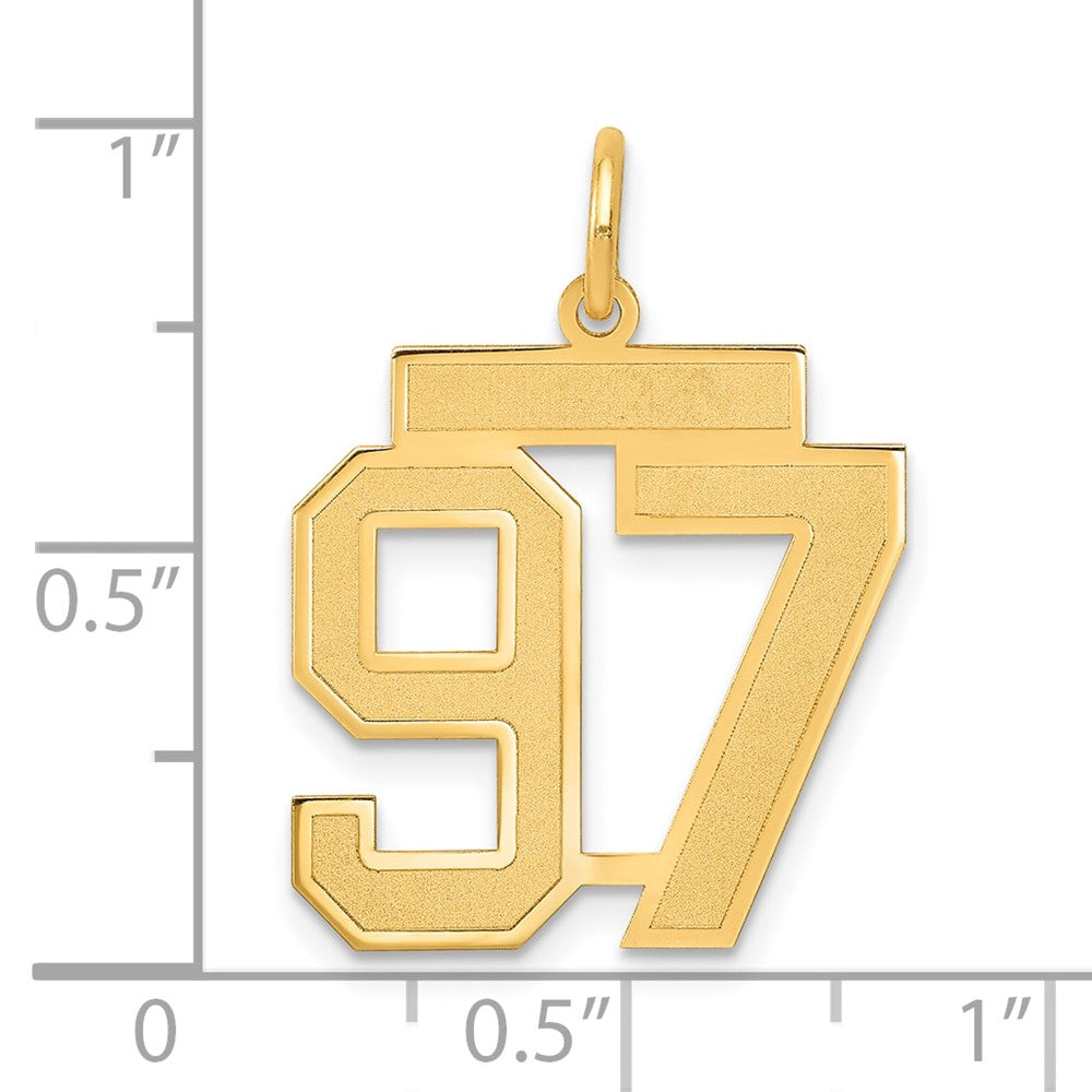 14K Gelbgold Mittel Satiniert Zahl 97 Charm