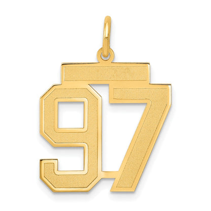 14K Gelbgold Mittel Satiniert Zahl 97 Charm
