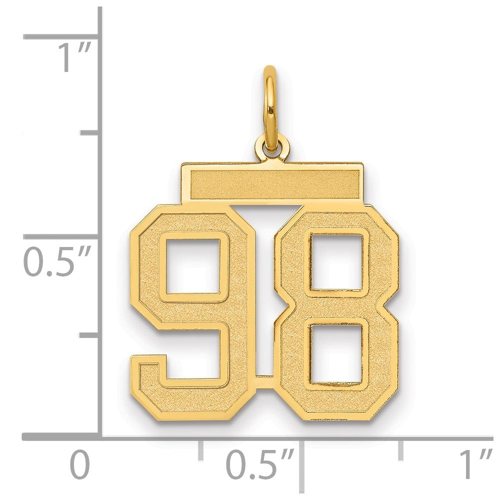 14K Gelbgold Mittel Satiniert Zahl 98 Charm