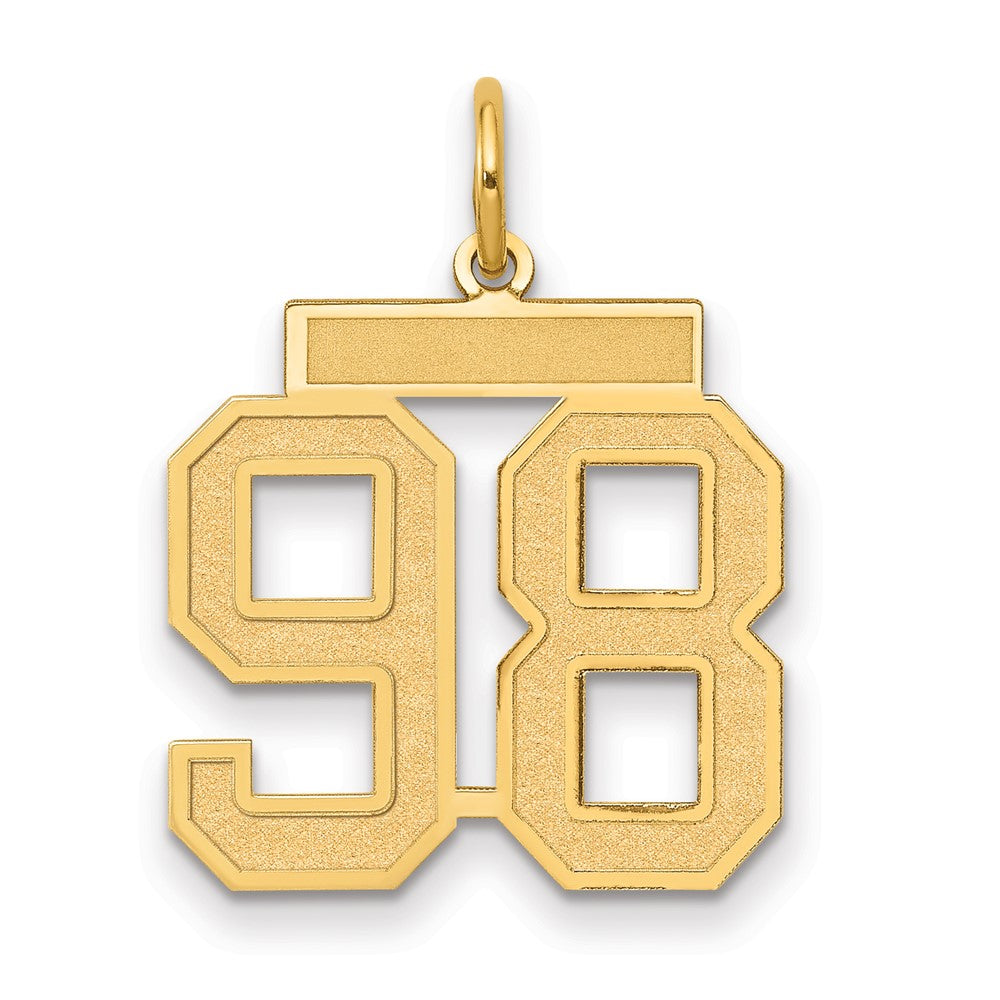 14K Gelbgold Mittel Satiniert Zahl 98 Charm