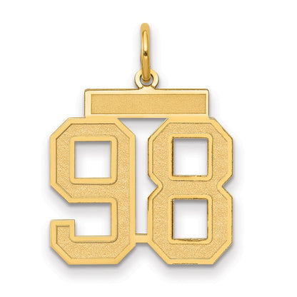 14K Gelbgold Mittel Satiniert Zahl 98 Charm