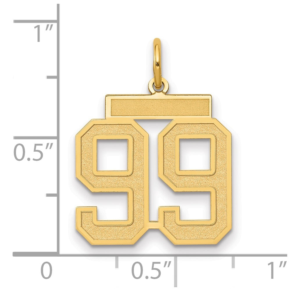 10K Gelbgold Mittel Satiniert Zahl 99 Charm